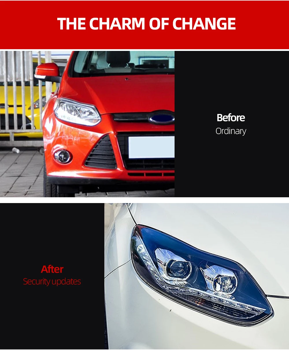 2 шт. светодиодный головной фонарь для Ford Focus 3 фары 2012 2013 Европа светодиодный направляющий свет drl H7 hid Биксеноновые двойные линзы ближнего света
