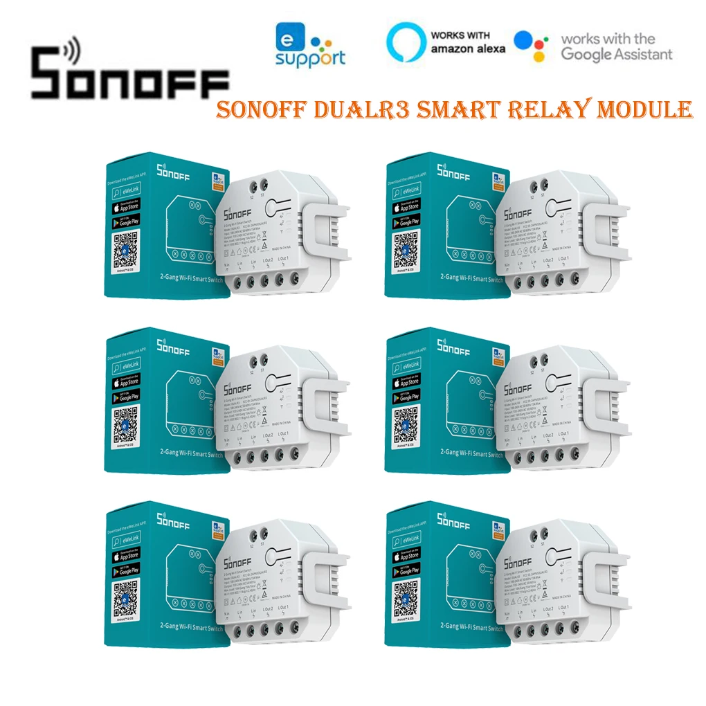 

1/30PCS SONOFF DUAL R3 2 Gang Dual Relay Module DIY MINI Smart Switch Power Metering Control Via eWeLink Alexa Google Home