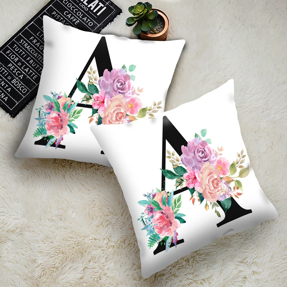 Черные буквы декоративные наволочки цветы абстрактная наволочка cuscini из