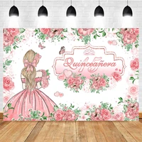 mocsicka birthday party photography background pink flower crown princess decoration baby shower backdrop custom poster banner