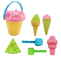 7pcs children outdoor beach ice cream bucket model play sand sandpit fun summer beach water play toys random color dropshipping