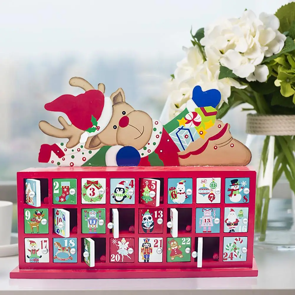 Деревянный Рождественский календарь обратного отсчета окрашенная елка