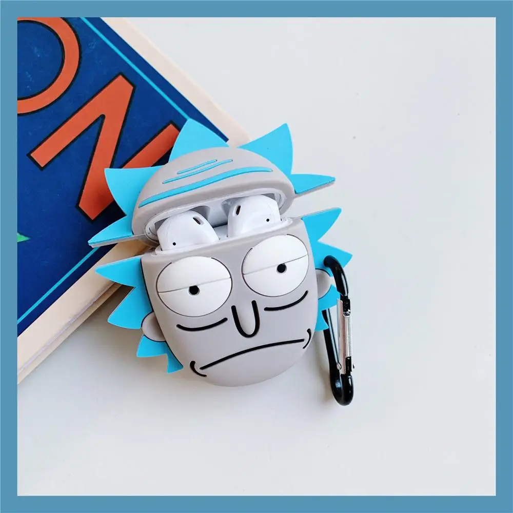 Милый силиконовый чехол для наушников с 3D рисунком Rick Modi для Apple New AirPods 1/2, беспроводная bluetooth-гарнитура