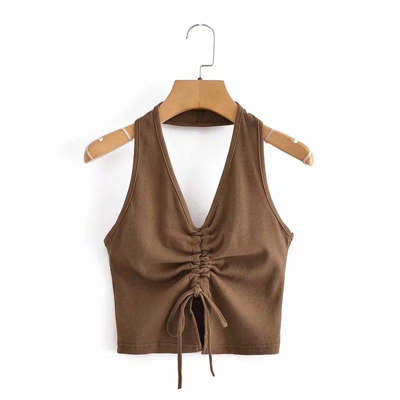 Женская одежда в европейском и американском стиле летний топ с V образным вырезом