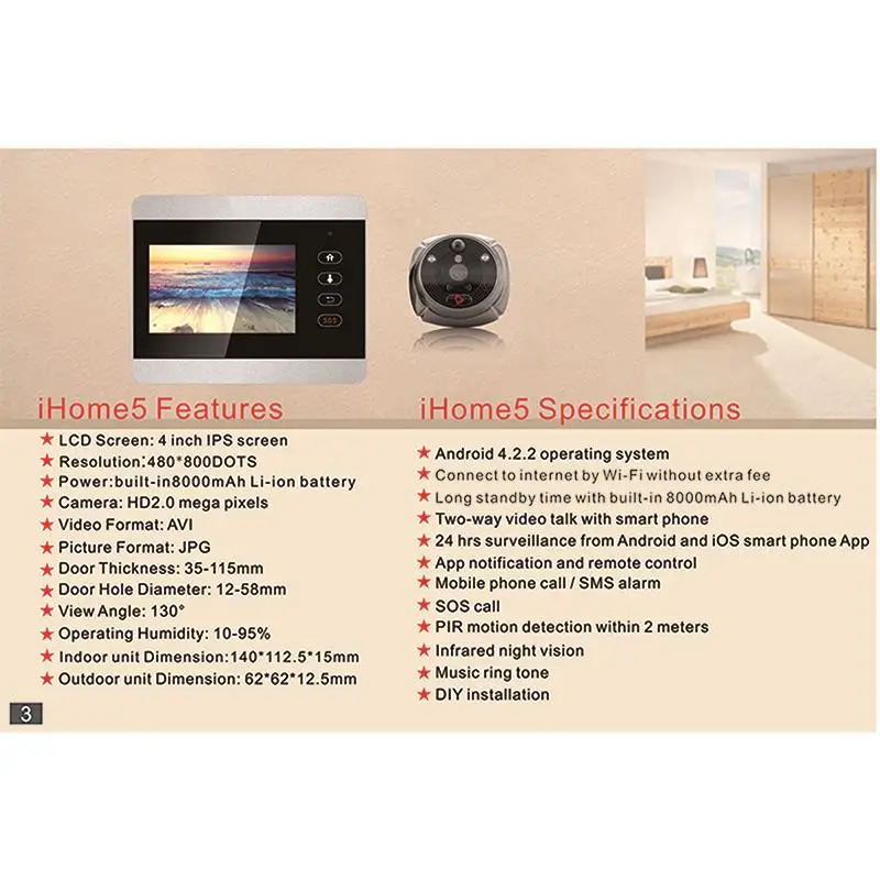 Цена Видеокамера-глазок IHome5 Mirilla с поддержкой Wi-Fi, ИК-Инфракрасная HD-камера, датчик движения, дистанционное управление Pаспродажа Видеокамера-глазок IHome5 Mirilla с поддержкой Wi-Fi, ИК-Инфракрасная HD-камера, датчик движения, дистанционное управление