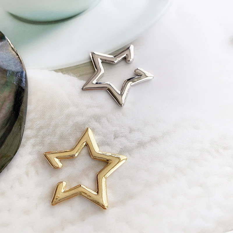 Цельные серьги-клипсы с метеоритами без циркония геометрические украшения