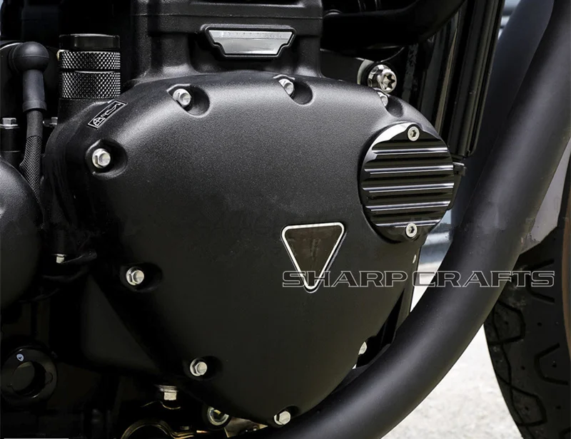ཌྷ ཏ Cluch Badge &amp Acg Cover For TRIUMPH Street Cup Scrambler Bonneville Speedmaster T100 / Black Bobber Black|Накладки и