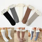 Новые носки для маленьких девочек длинные носки детские теплые мягкие хлопковые носки детские возраст 1-3 года носки до колен для малышей 0-8 лет