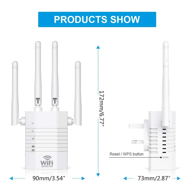 

WiFi Repeater 2.4/5.8GHz 1200Mbps WiFi Amplifier Range ExtenderSignal Booster 1XCB