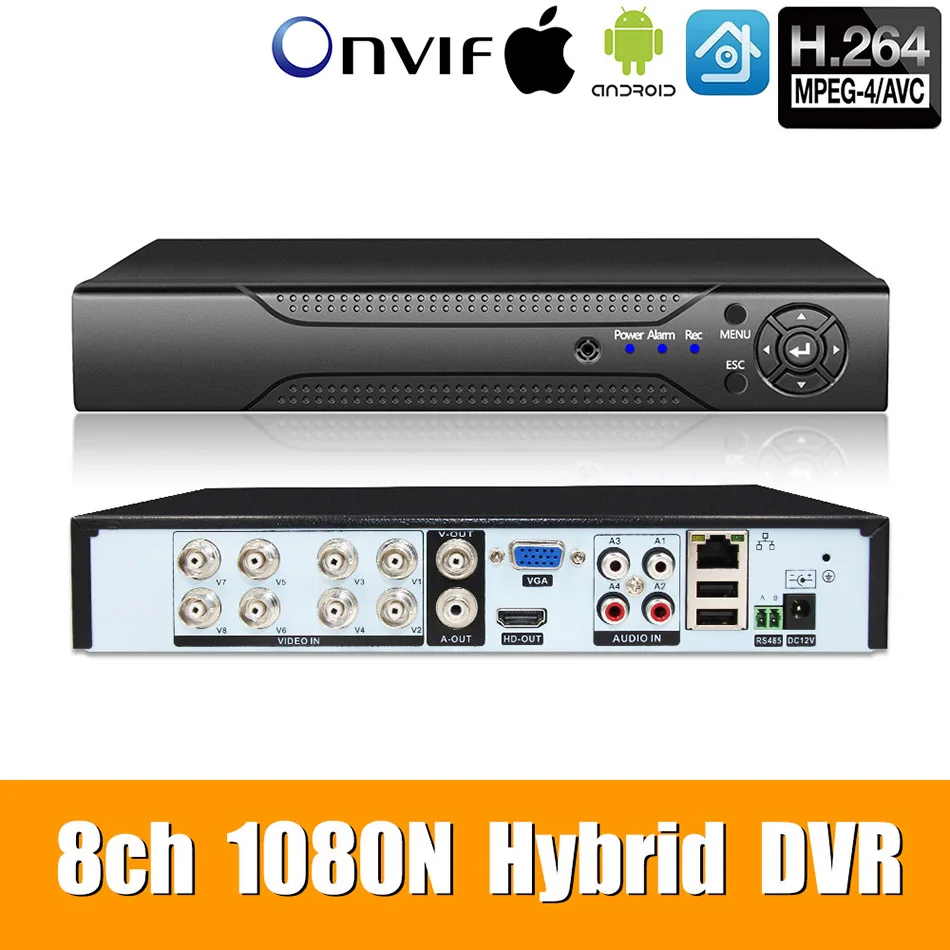 5в1 8ch * 1080N AHD DVR наблюдения безопасности CCTV видео рекордер Гибридный для 720P/960H