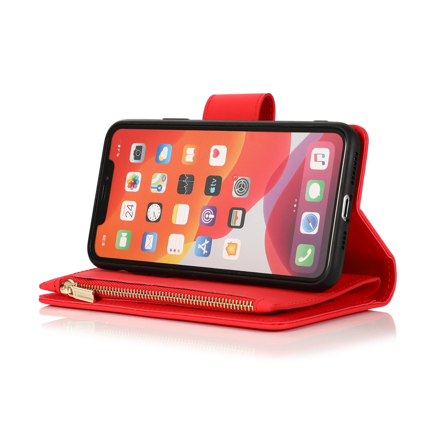 

Luxury Zipper Wallet Leather Case For iPhone 11 12 Pro 7 8 Plus X Xr Xs Max Cover Multi Cards Detached