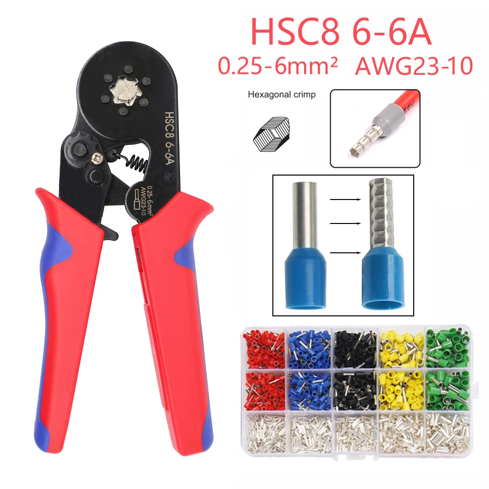 Friso Virolas Hexagonal Serra Dente Catraca Conjunto Terminal Crimper Conector Alicate Isolado Terminator Fio Kit