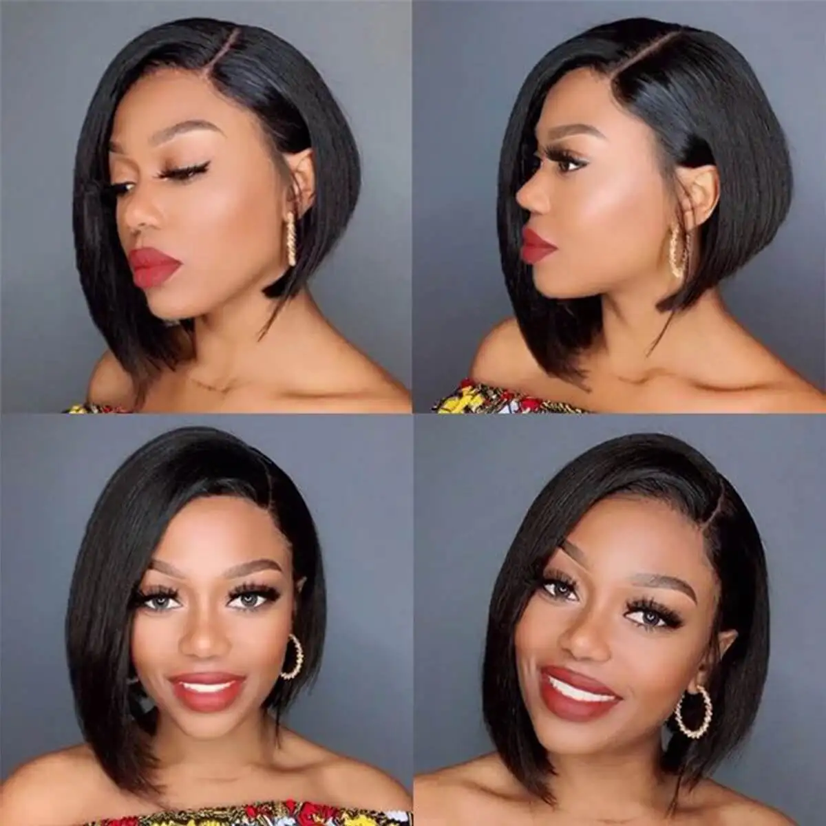 

Silky Straight Short Cut Bob Black Remy Preplucked 13x4 T Part Lace Front Human Hair Wig For Women With Babyhair Closer Wigs