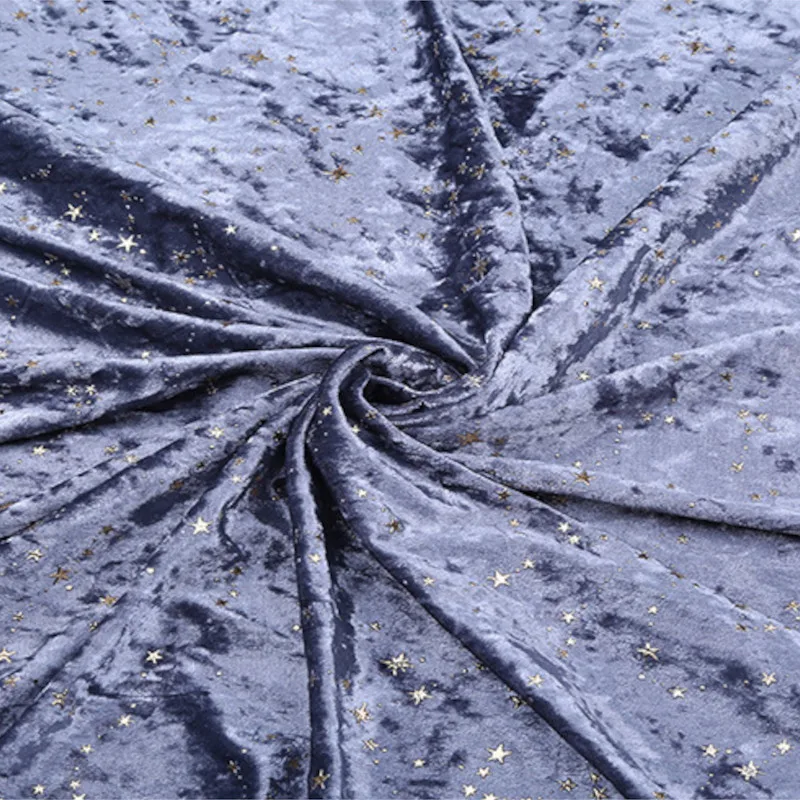 Роскошная дробленая бархатная ткань для обивки с золотым узором в виде звезд