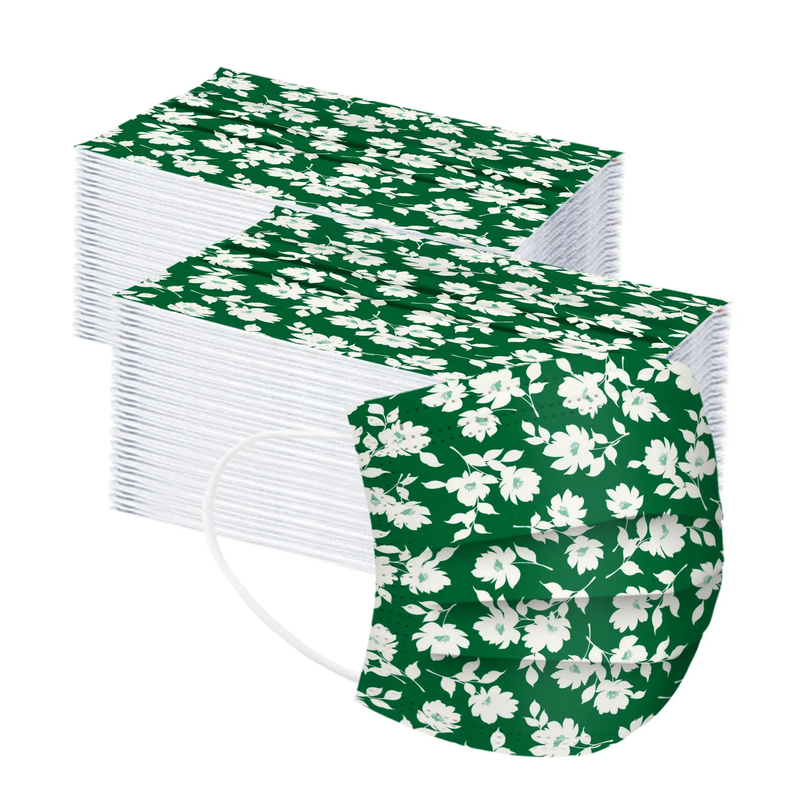 

100pcs Adult Mask Disposable Face Mask Ear Loop Mouth Caps Fashion Flower 3 Layers Breathable Dustproof mascarilla desechable