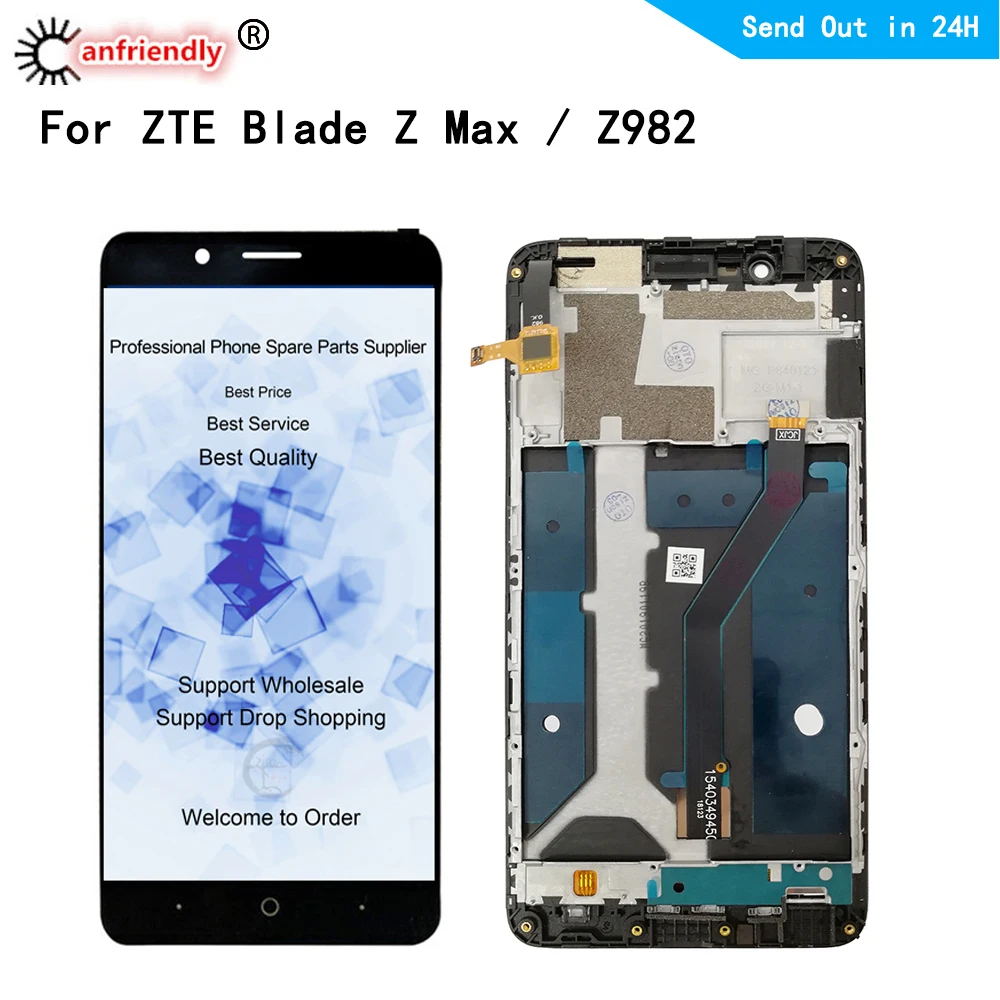 Pantalla LCD para ZTE Blade Z max Z982, Panel t&aacute;ctil, m&oacute;dulo digitalizador con montaje de marco para ZTE Zmax Z982-0