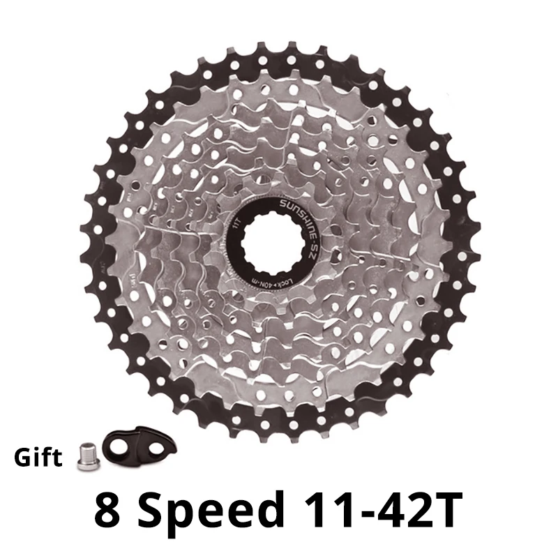 11-42T Black-Silver SUNSHINE 8 скоростей свободного хода MTB дорожный велосипед 8S кассеты 25t 28t 32t 40t 42T маховик для M310 M360 Alivio M410 HG31-8 - Цвет: 11-42T Black-Silver