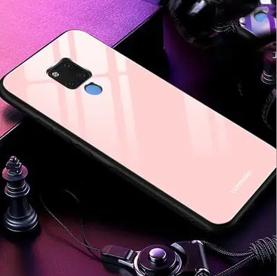 Розовый Чехол из закаленного стекла для huawei mate 20X20 x градиентный цвет задняя крышка для huawei mate 20X Мягкие силиконовые чехлы для телефонов mate 20X - Цвет: Розовый