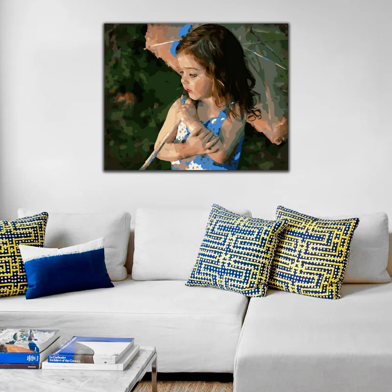 DIY картинки для раскраски по номерам с зонтиками девушка Картина Рисунок Рельеф