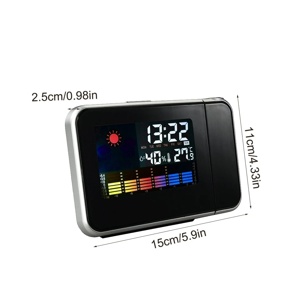 LED Digital Projection Alarm Clock With Weather Station Thermometer Date Display Table USB Charger | Дом и сад