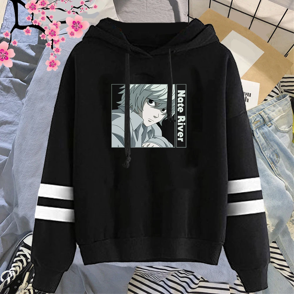 

Черный пуловер с принтом Death Note, толстовка Hoddie с круглым вырезом, белые серые толстовки для девочек
