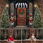 Рождественский фон для фотосъемки открытый игрушечный шопп деревянная дверь Новорожденный ребенок портретный Фотофон фотостудия реквизит