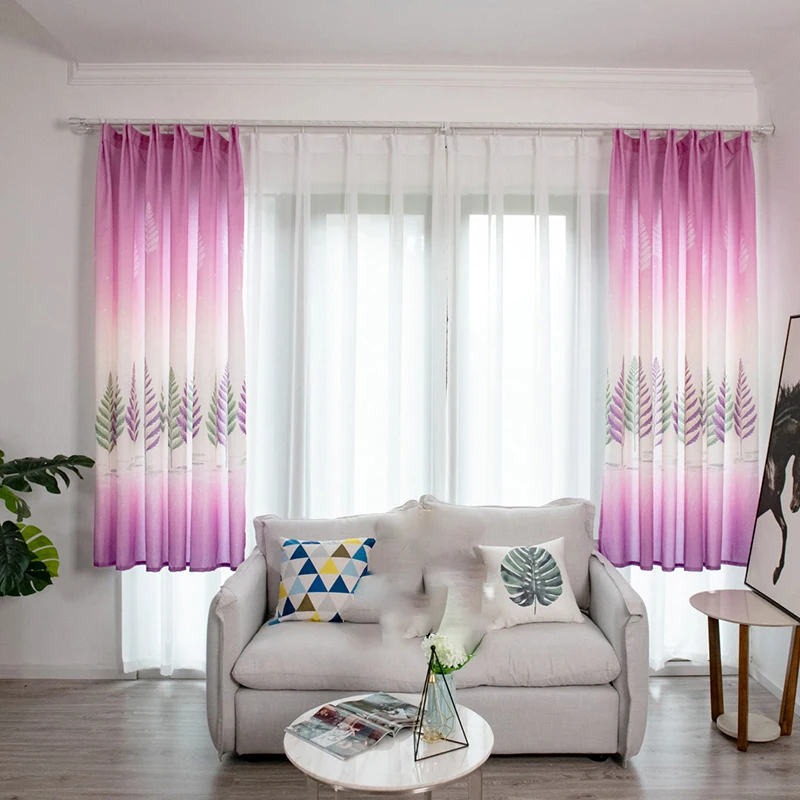 Оконные шторы для спальни кухни занавески с принтом листьев домашний текстиль