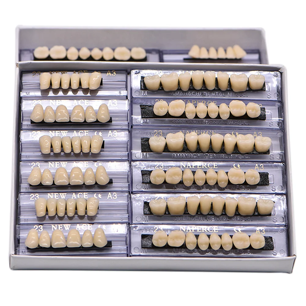 168 pieces/6sets /box Dental Synthetic Polymer Teeth Full Set Resin Denture Dental Teeth Color A2 A3 Size 23 Dentist Materials