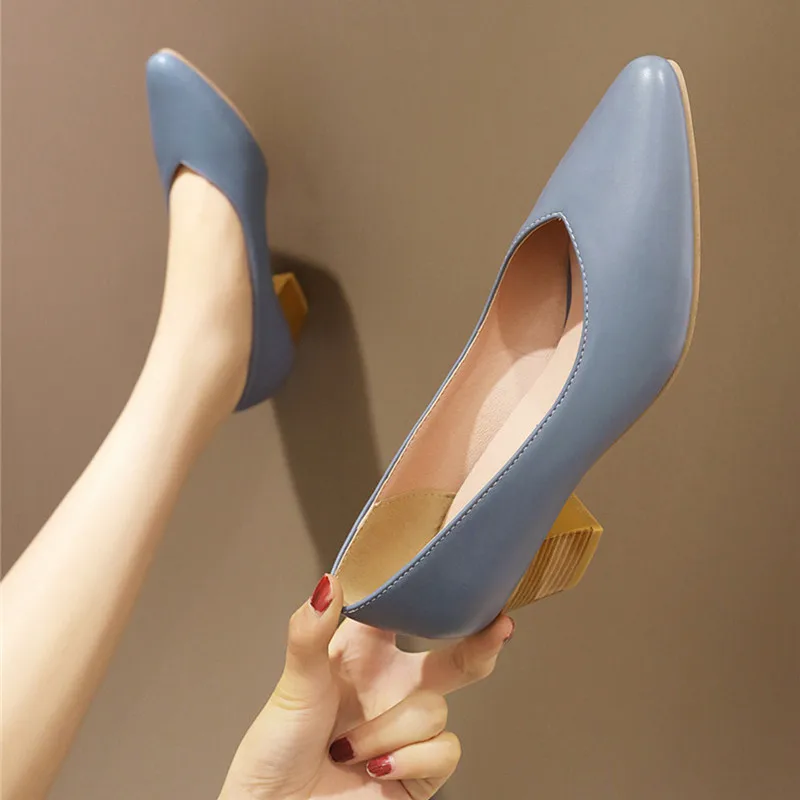 YMECHIC/весенние женские туфли-лодочки с острым носком Цвет зеленый желтый черный