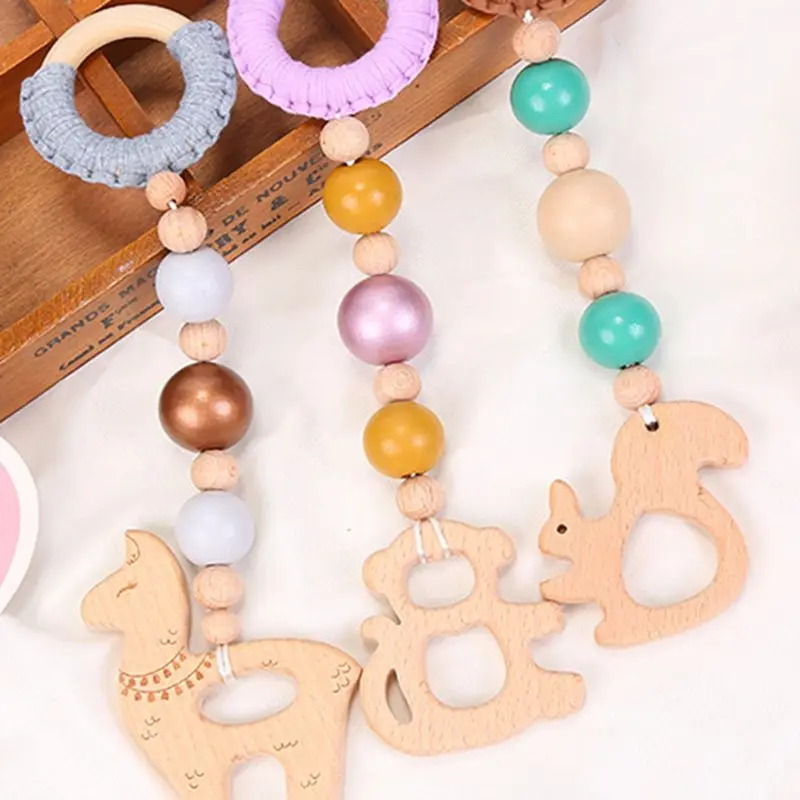 

3Pcs/Set Baby Play Gym Frame Beech Beads Pendants Stroller Hanging Rattle Toys Room Decoration Gifts