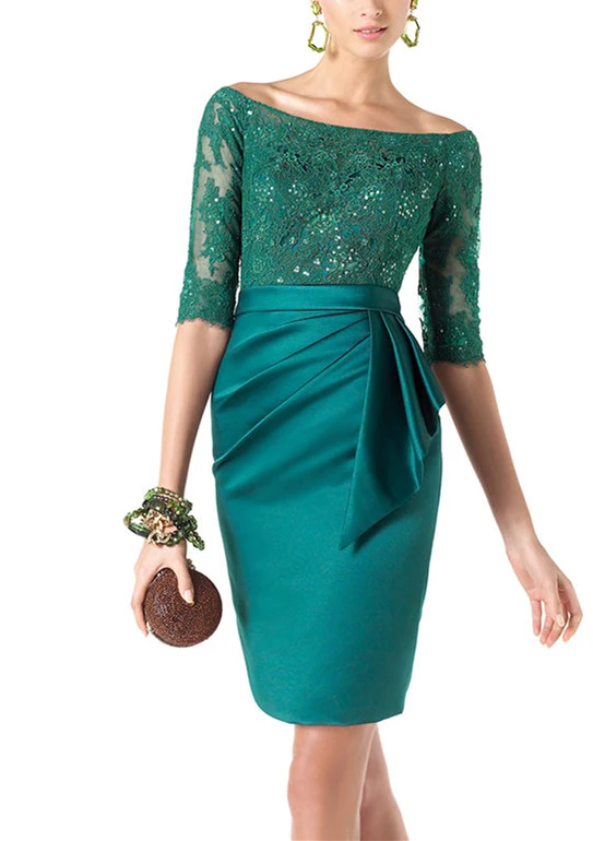 

mother of the bride summer dress green lace off the shoulder knee length party dresses women evening bridesmaid dresses