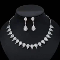 funmode multicolor cubic zircon necklace earring small jewelry set for women accesorios para mujer wholesale fs223