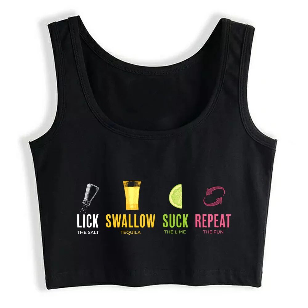 

Crop Top Women Tequila Lick Swallow Suck Emo Grunge Y2k Aesthetic Tank Top Female Clothes