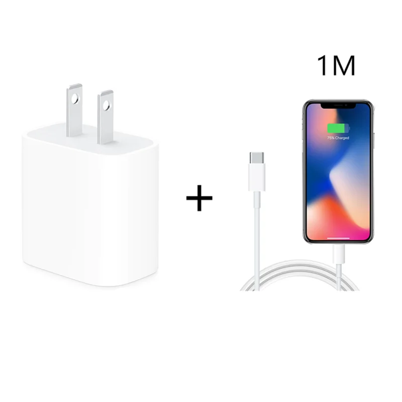 EU US 18 Вт Быстрая зарядка PD зарядное устройство USB-C кабель для Apple iPhone 11 Pro 8 Plus XR XS Max iPad usb type C адаптер питания - Тип штекера: US Charger 1M Cable