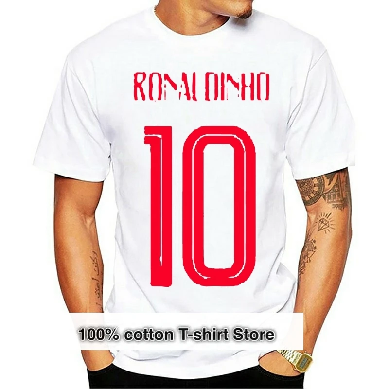 

Новинка 2018, футболка с бразильским рональдинхо № 10, Чемпионат мира по России, 10 цветов, Мужская хипстерская футболка с коротким рукавом для ...