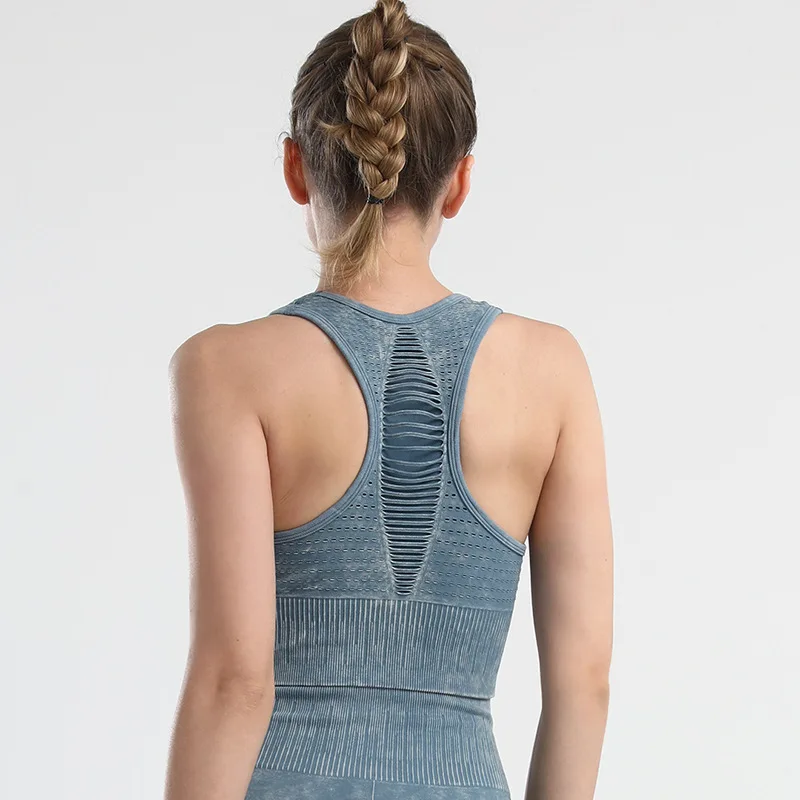 

Seamless Sports Bra Shockproof Gathering Top Fitness Vest Women's Running Quick-drying Breathable Hole Underwear Yoga Wear