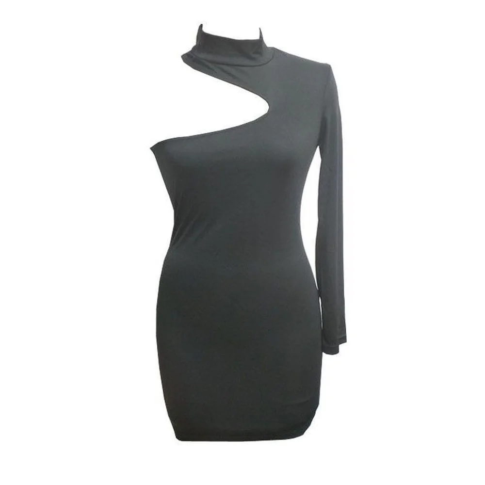 

Fashion Women's Dress New Summer Casual Hanging Neck One-shoulder Sexy Solid Color Single-sleeved Dress Bodycon Dress Donsignet