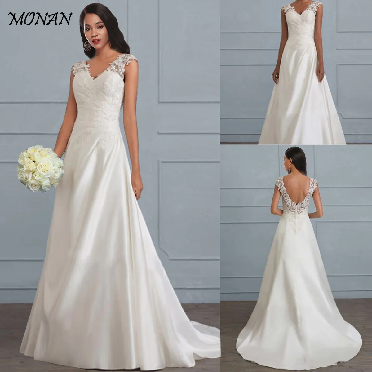 Скромное мягкое сатиновое платье Русалка с вырезом лодочкой и кружевной