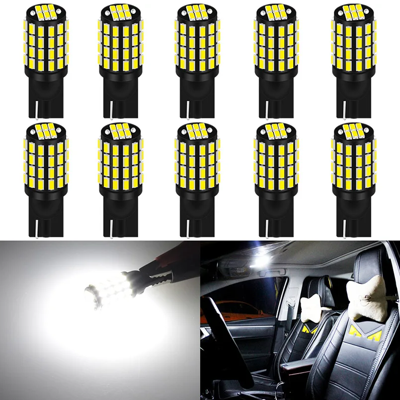 

10 шт. светодиодный W5W T10 светодиодный Canbus лампы 168 194 Нет ошибки супер яркий 3014SMD поворотные сигнальные огни интерьер зазор огни белый 12В