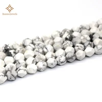 howlite diamonds faceted natural stone round beads diy bracelet necklace star cut polygon for jewelry making 15 strand 6 8 10mm