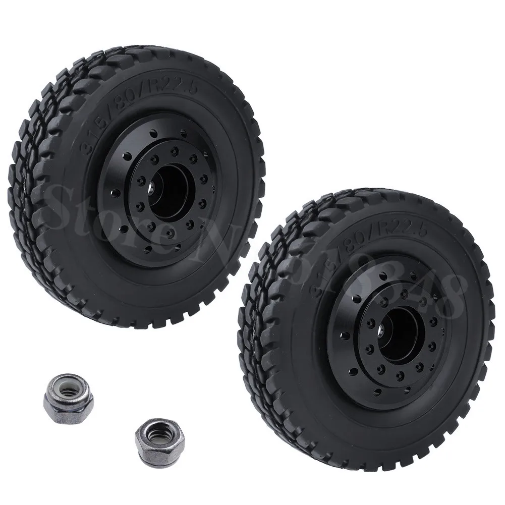 2 шт. для Tamiya 1/14 RC шины прицепа трактора жесткая резина с алюминиевыми колесами