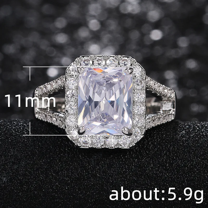 

High Quality Brilliant AAA Princess Square Cubic Zirconia Finger CZ Rings for Women Wedding Engagement Female Trendy Jewelry