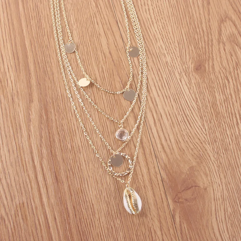 Винтажный круг цвет золотой корпус колье ожерелье для женщин многослойная