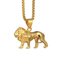 stainless steel lion necklace for women men gold color lions pendant animal jewelryafrica lion ethiopian best gift