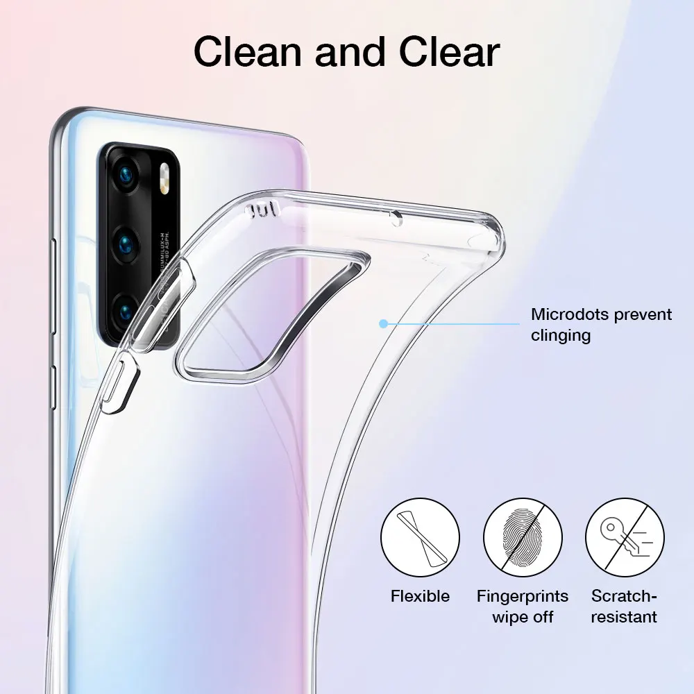 Прозрачный чехол ESR для Huawei P40/P40 Pro P30/20/10/Mate 30/10/9 Lite Honor V30 TPU Мягкий с полной задней