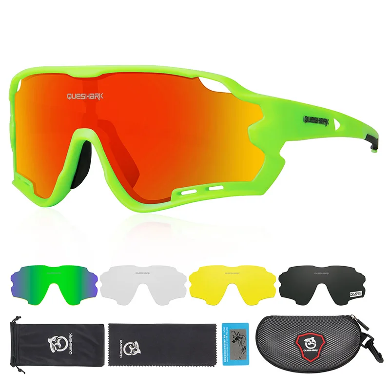 As Picture Showed Queshark HD поляризованные велосипедные очки для мужчин и женщин 5 линз MTB дорожный велосипед TR90 рама - Цвет: As Picture Showed