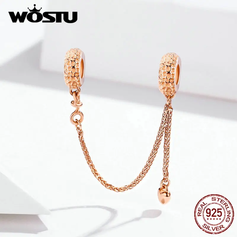 WOSTU, 925 пробы, серебряная цепочка, розовое золото, шарм, подходит для оригинального браслета, Подвеска для женщин, Свадебные Роскошные ювелирные изделия, CQC1112-C