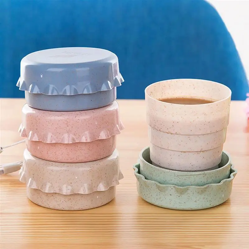 Пластиковая дорожная кофейная кружка из пшеничной соломы креативная складная