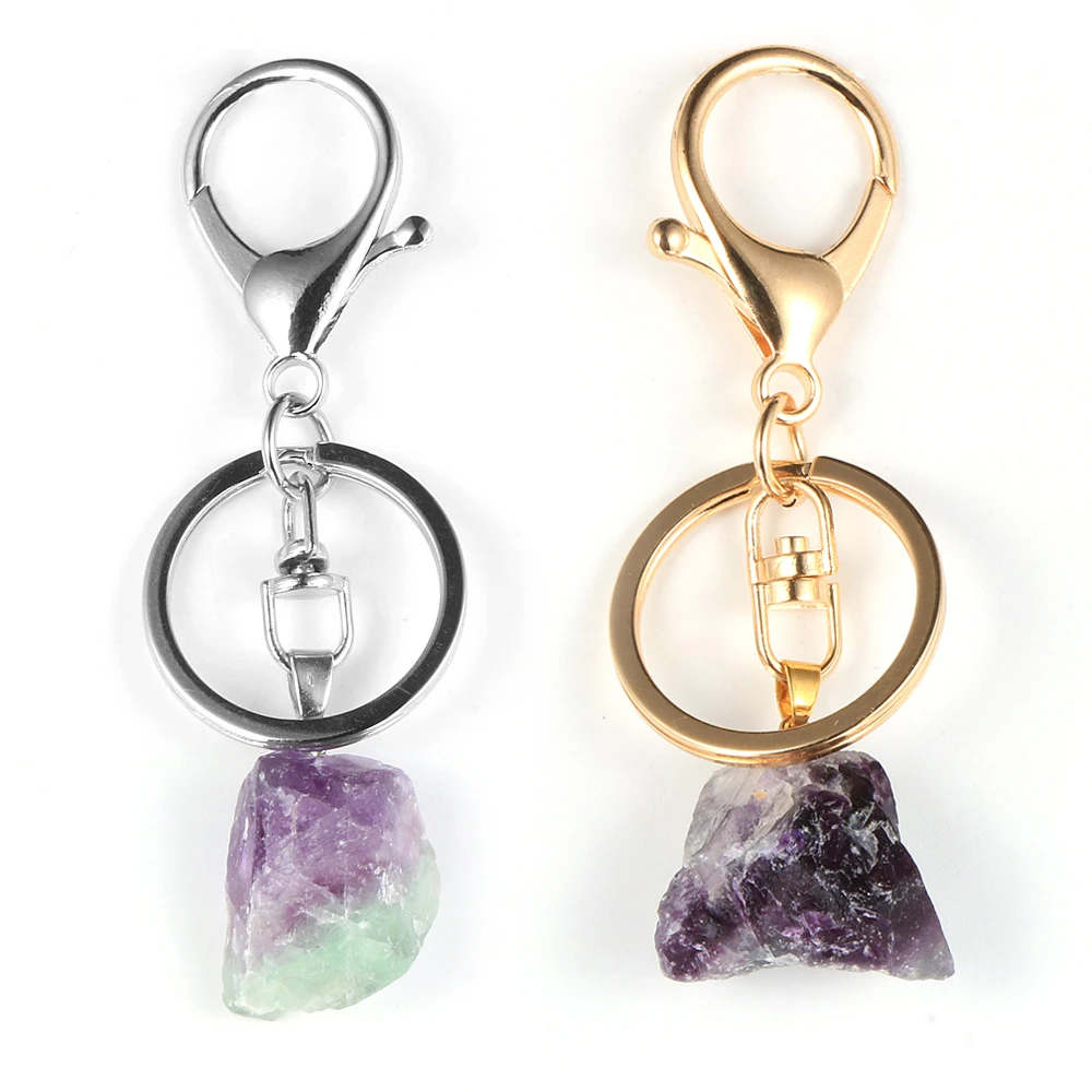 Брелок для ключей с натуральным флюоритом мужчин и женщин цепочка из голубого