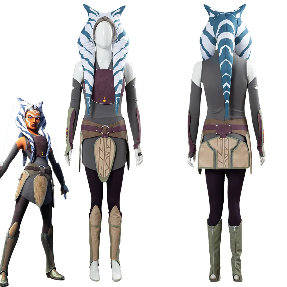 Костюм для косплея Звёздные повстанцы Ahsoka Tano костюмы Хэллоуина карнавала на